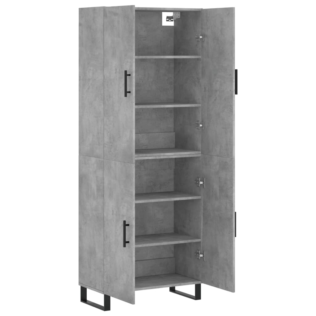 højskab 69,5x34x180 cm konstrueret træ betongrå