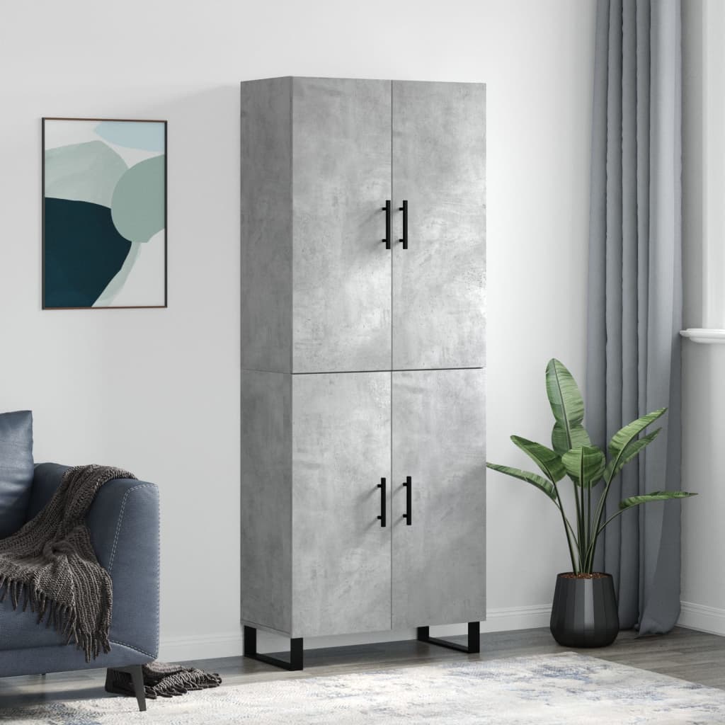 højskab 69,5x34x180 cm konstrueret træ betongrå