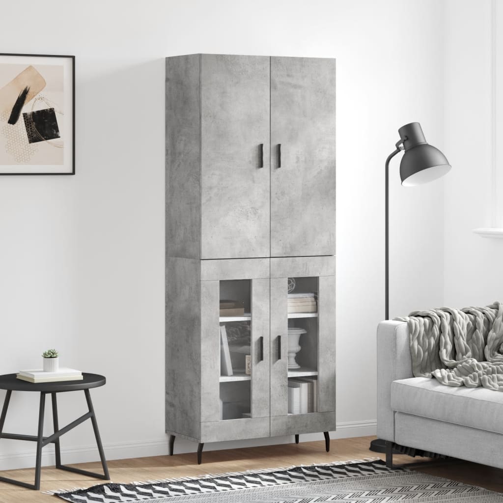 højskab 69,5x34x180 cm konstrueret træ betongrå