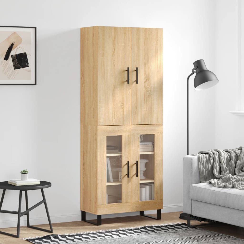 højskab 69,5x34x180 cm konstrueret træ sonoma-eg