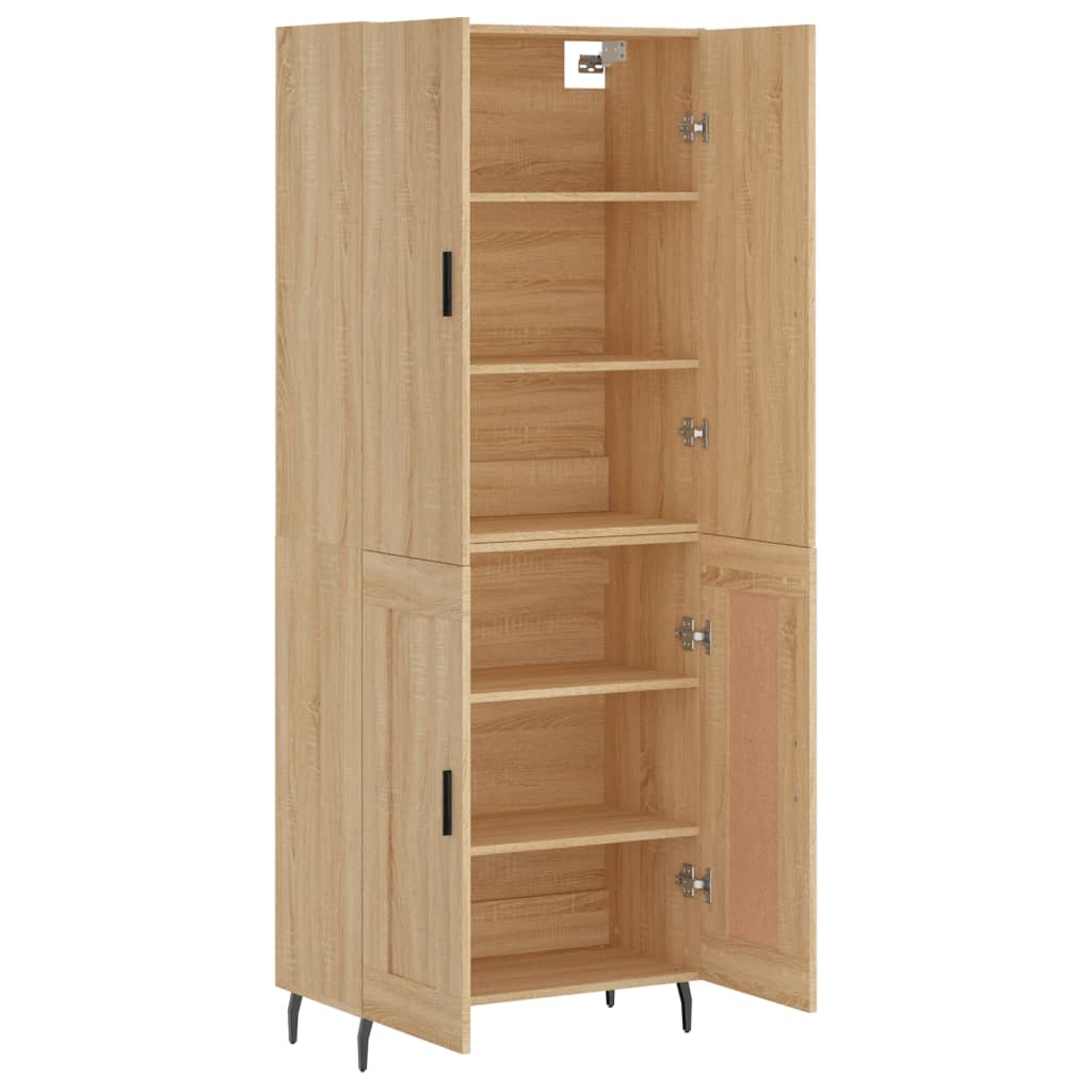 højskab 69,5x34x180 cm konstrueret træ sonoma-eg