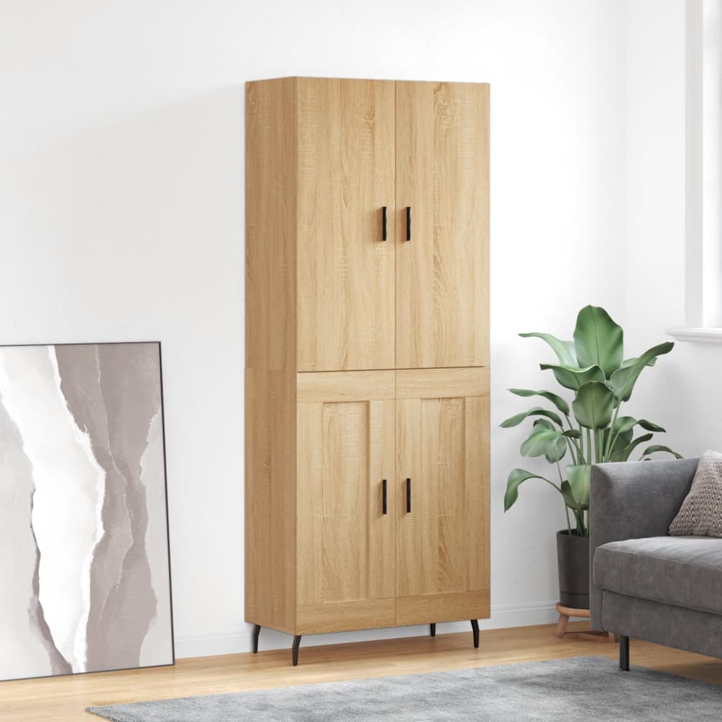 højskab 69,5x34x180 cm konstrueret træ sonoma-eg