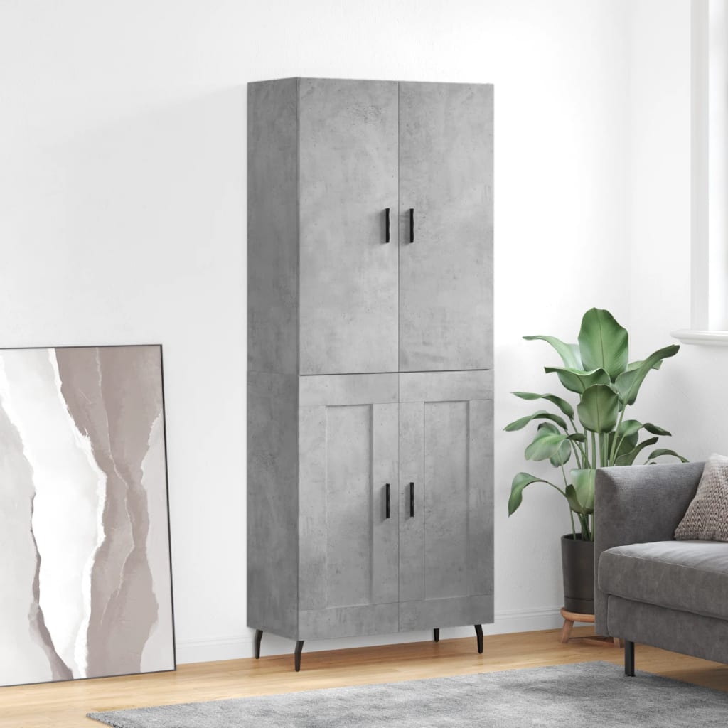 højskab 69,5x34x180 cm konstrueret træ betongrå