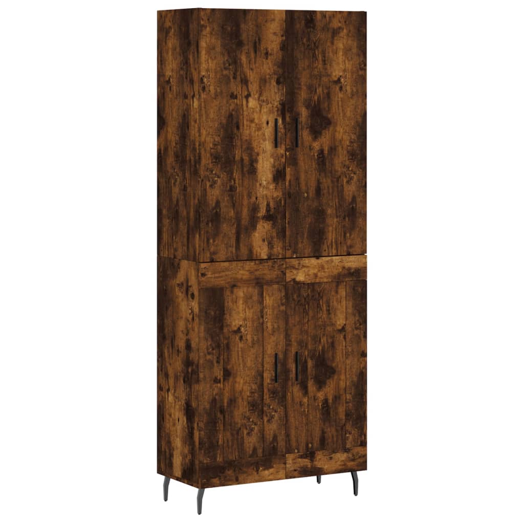 højskab 69,5x34x180 cm konstrueret træ røget egetræsfarve