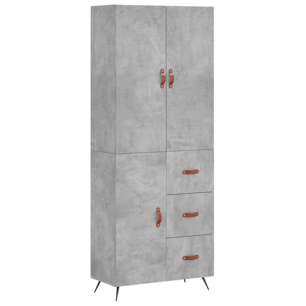 højskab 69,5x34x180 cm konstrueret træ betongrå
