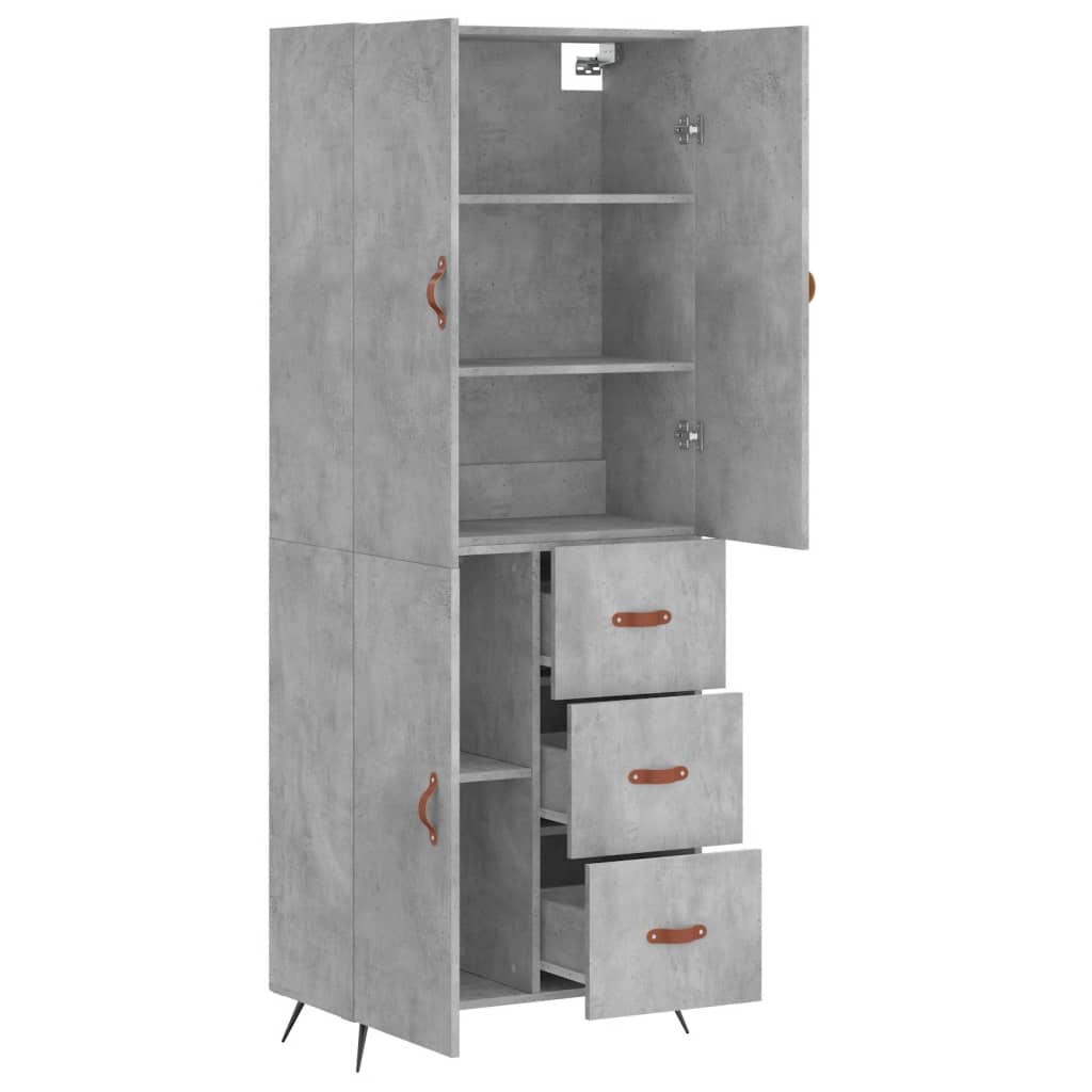 højskab 69,5x34x180 cm konstrueret træ betongrå