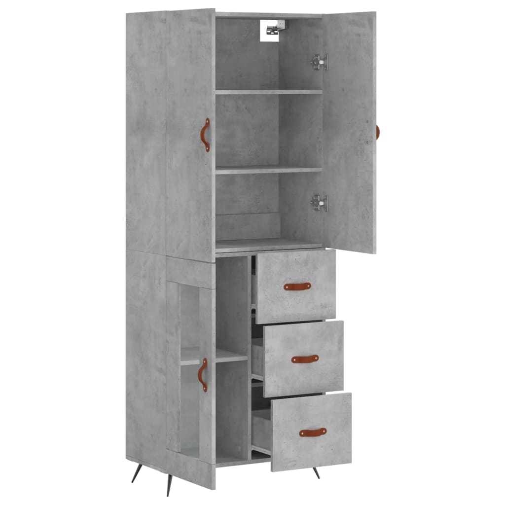 højskab 69,5x34x180 cm konstrueret træ betongrå