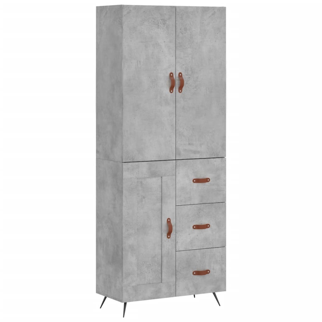 højskab 69,5x34x180 cm konstrueret træ betongrå