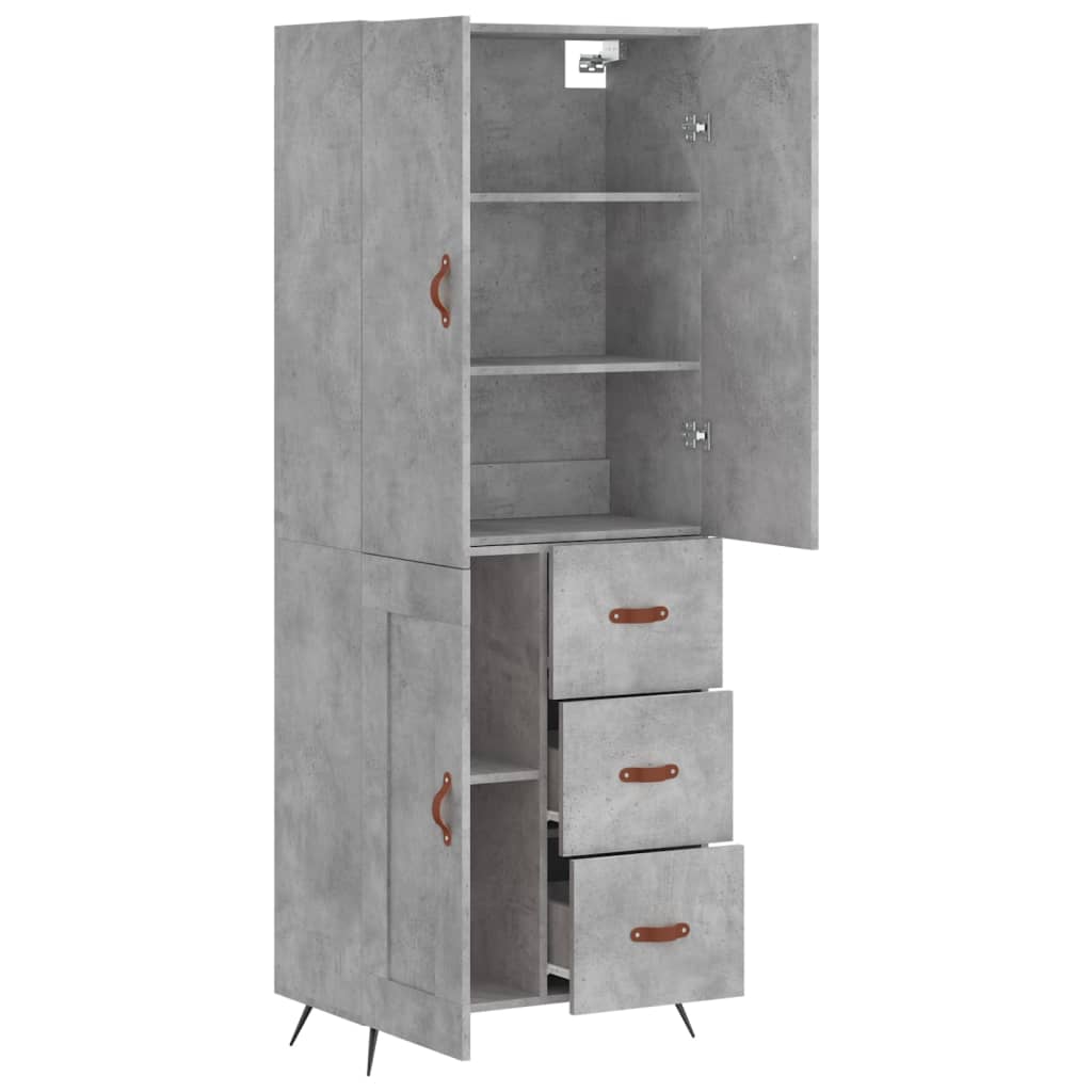 højskab 69,5x34x180 cm konstrueret træ betongrå