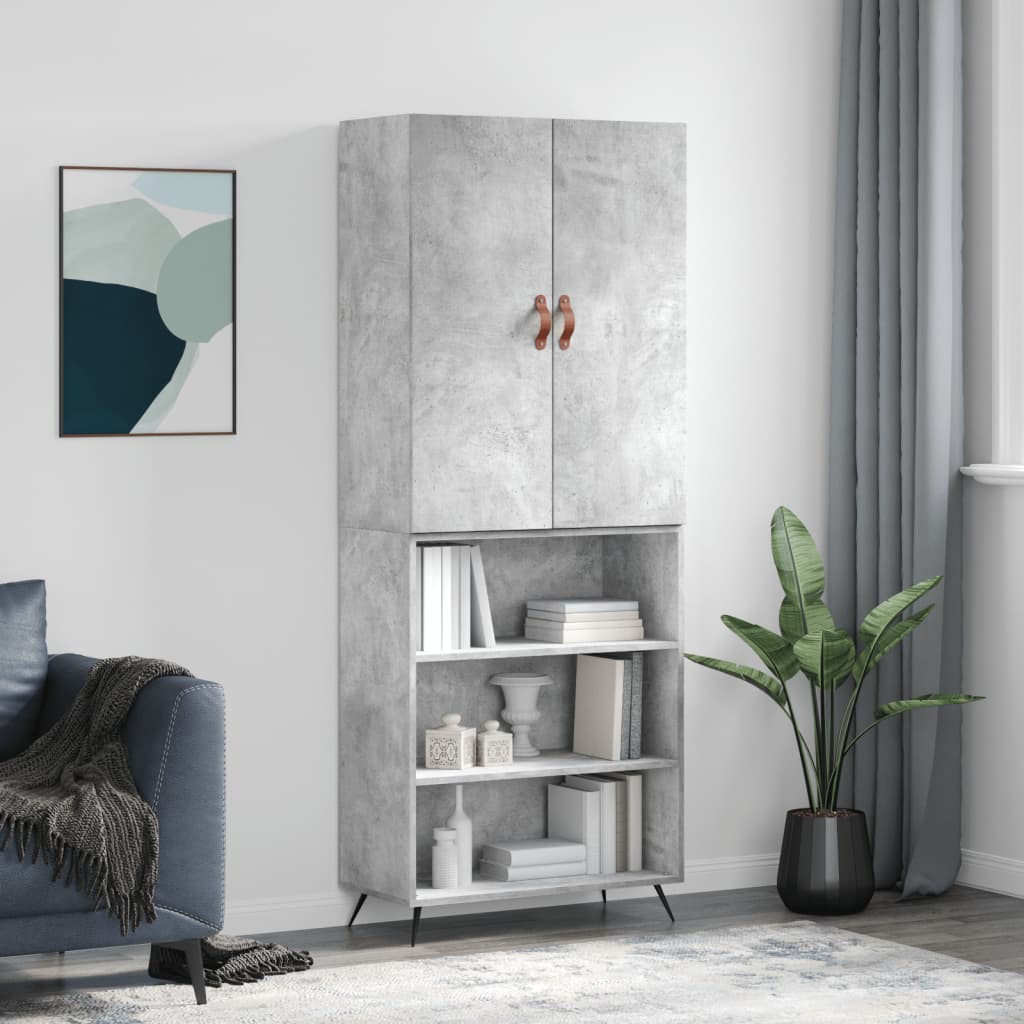 højskab 69,5x34x180 cm konstrueret træ betongrå
