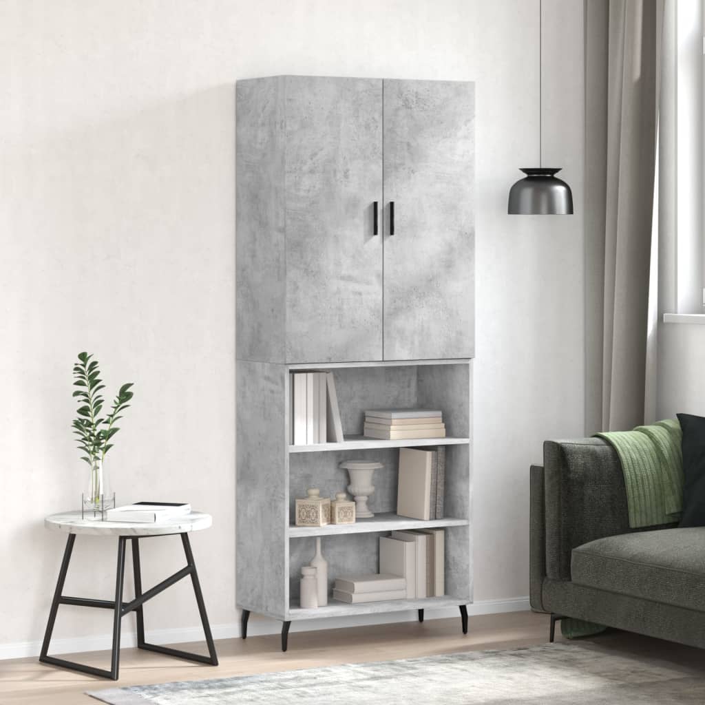 højskab 69,5x34x180 cm konstrueret træ betongrå