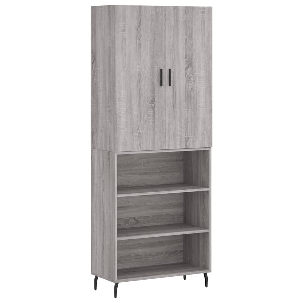 højskab 69,5x34x180 cm konstrueret træ grå sonoma-eg