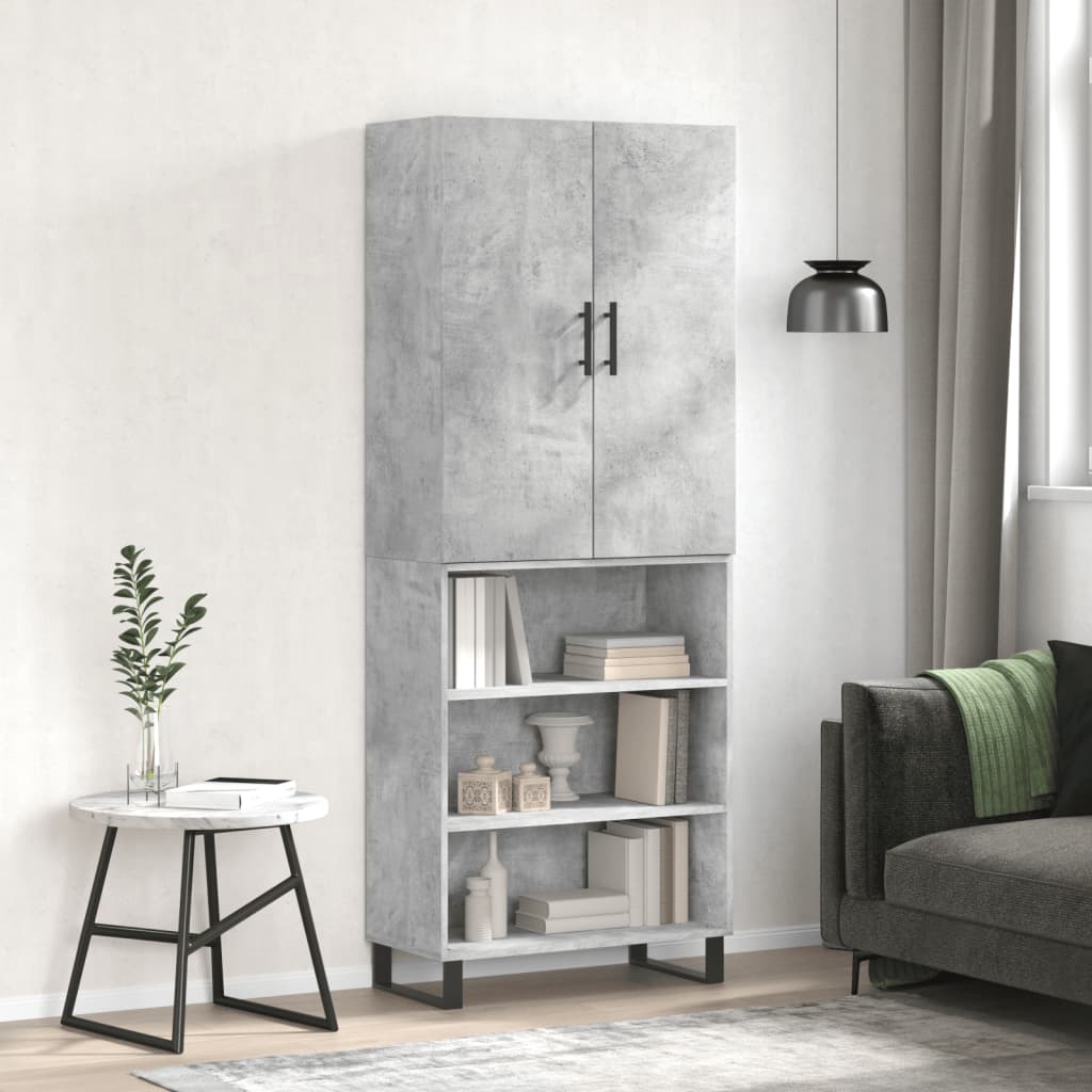 højskab 69,5x34x180 cm konstrueret træ betongrå
