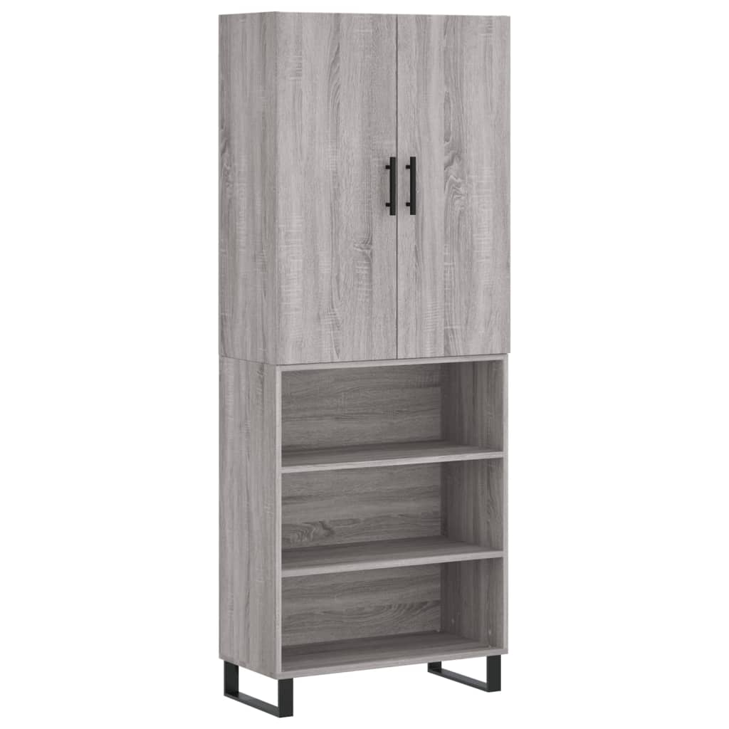 højskab 69,5x34x180 cm konstrueret træ grå sonoma-eg