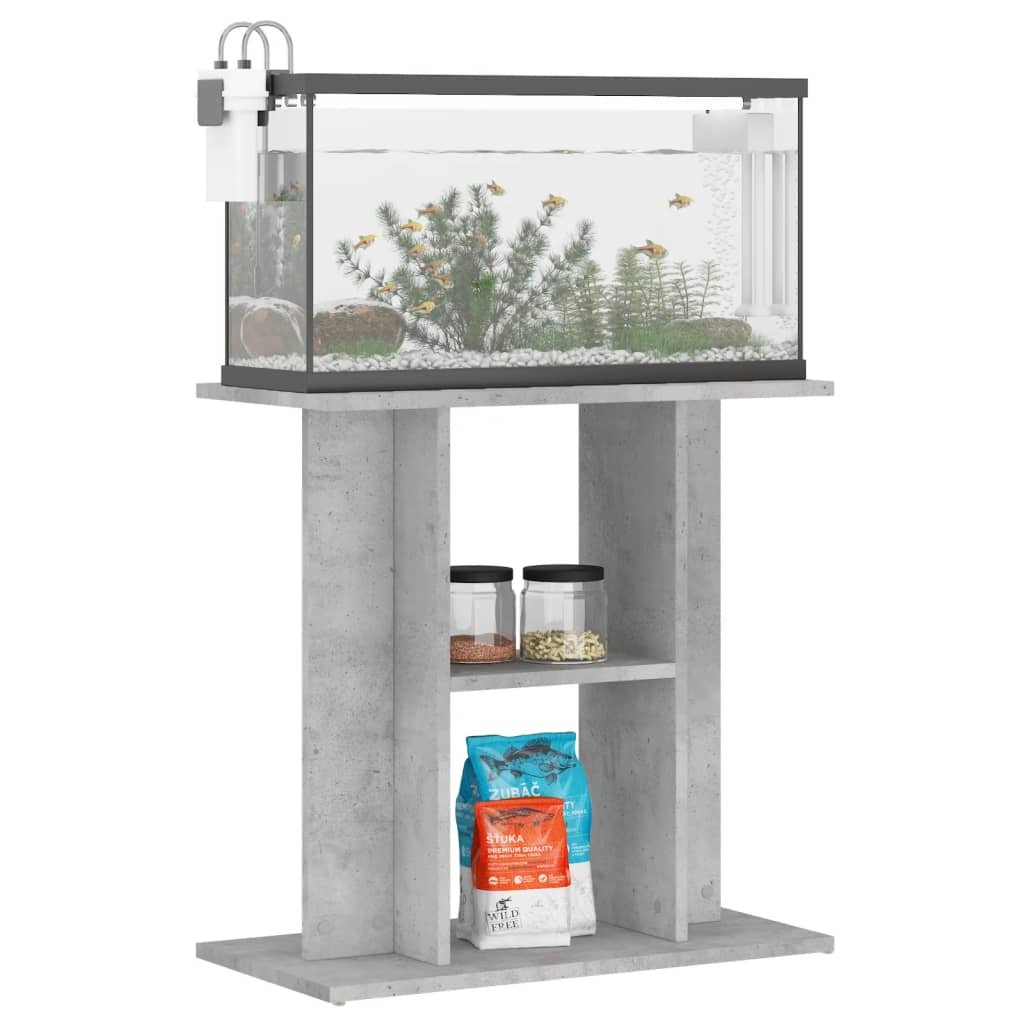 akvariebord 60x30x60 cm konstrueret træ betongrå