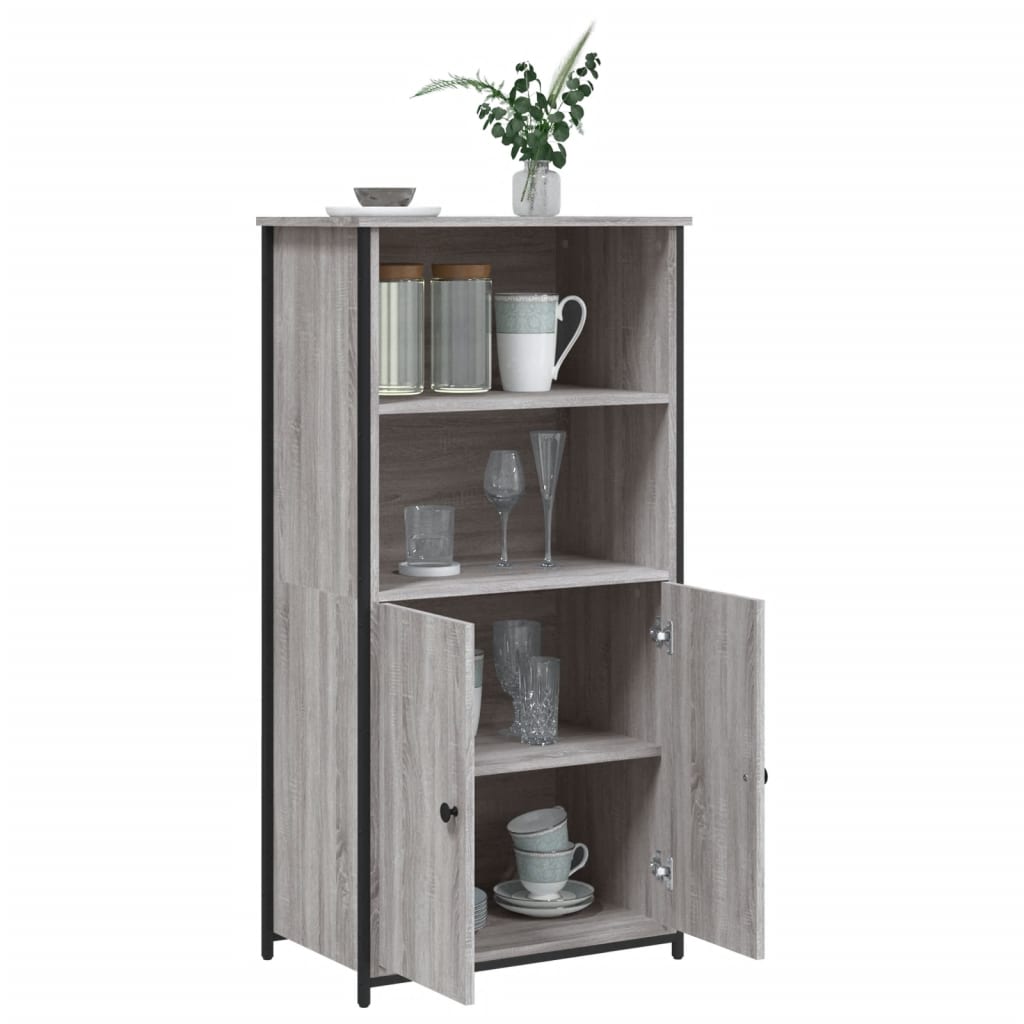 højskab 62x36x121,5 cm konstrueret træ grå sonoma-eg