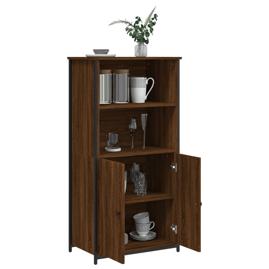 højskab 62x36x121,5 cm konstrueret træ brun egetræsfarve