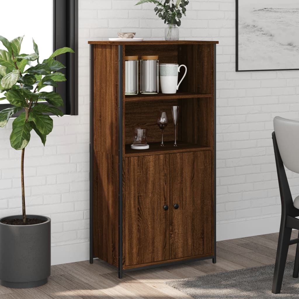 højskab 62x36x121,5 cm konstrueret træ brun egetræsfarve