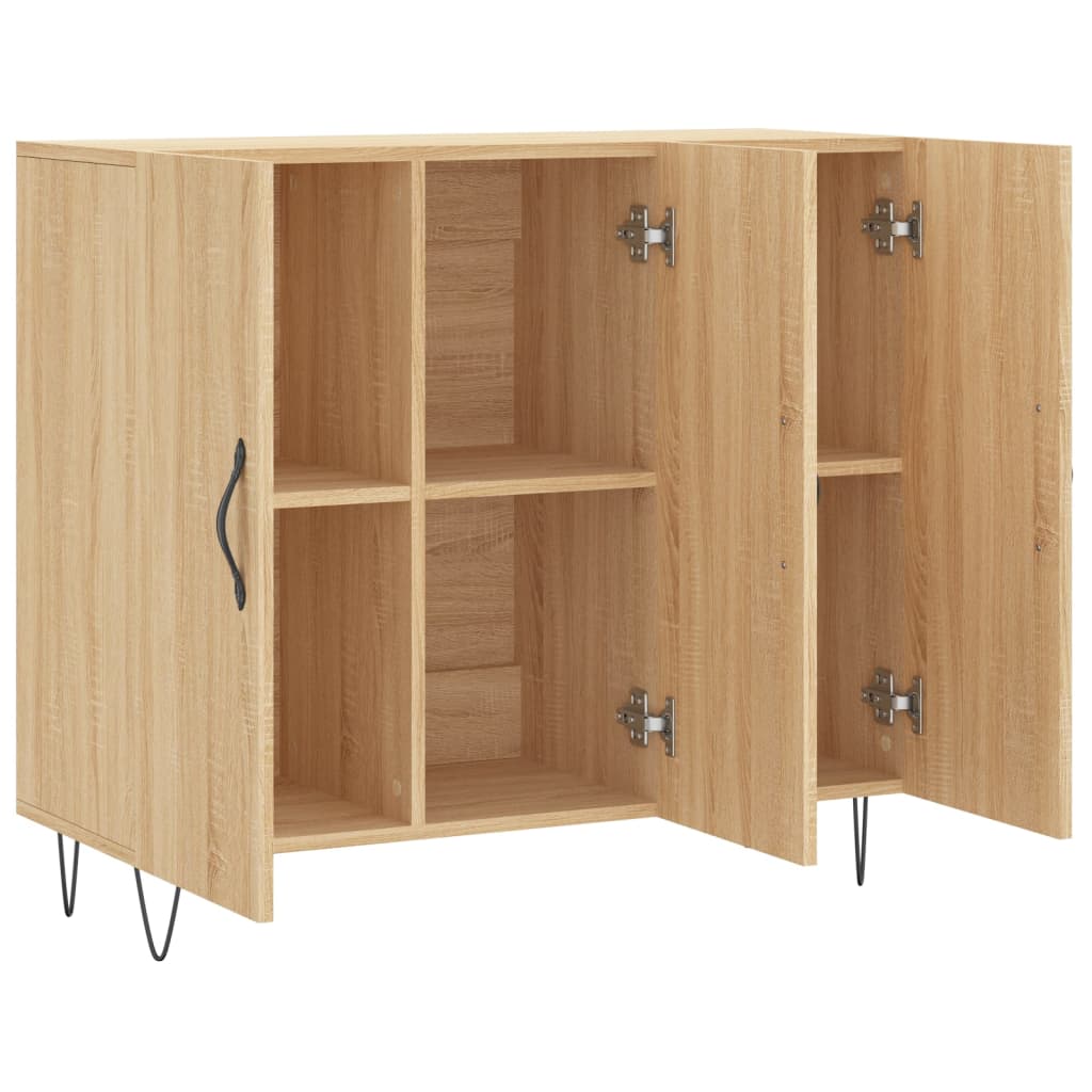 skab 90x34x80 cm konstrueret træ røget egetræsfarve