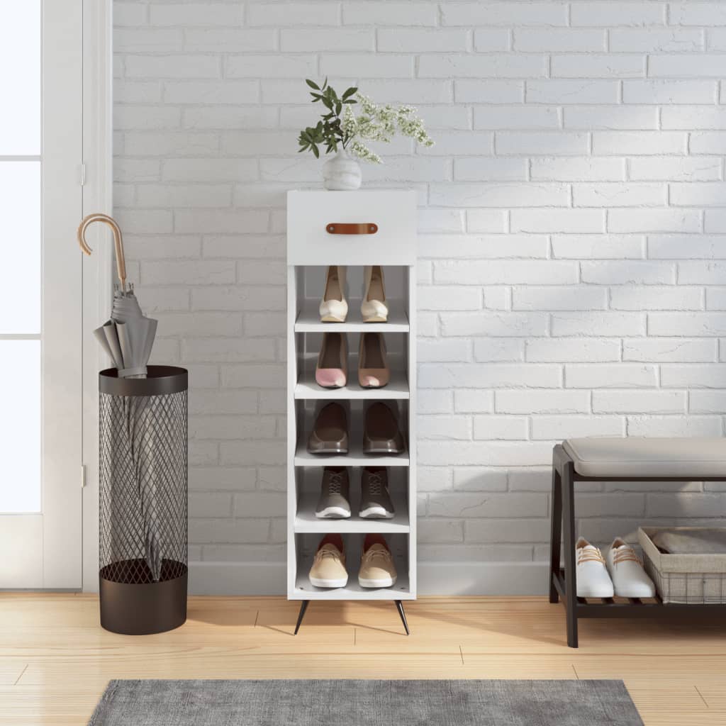skoreol 30x35x105 cm konstrueret træ hvid højglans