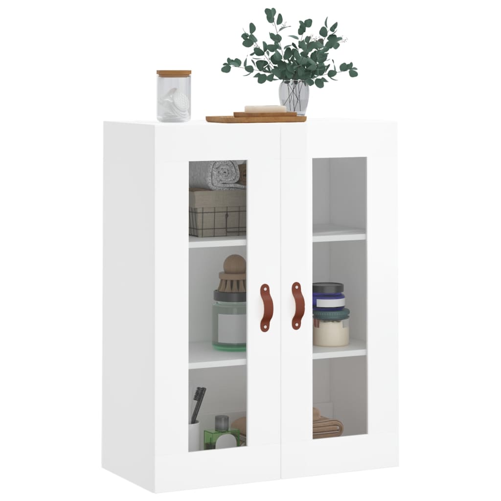 væghængt skab 69,5x34x90 cm konstrueret træ hvid højglans