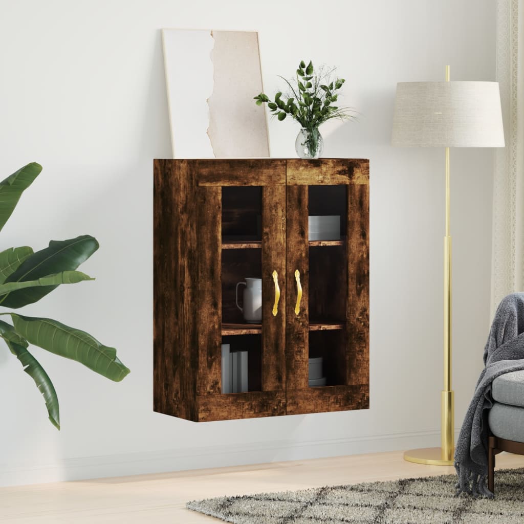 væghængt skab 69,5x34x90 cm konstrueret træ røget sonoma-eg