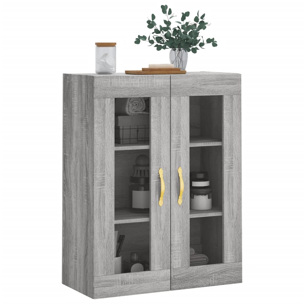 væghængt skab 69,5x34x90 cm konstrueret træ grå sonoma-eg