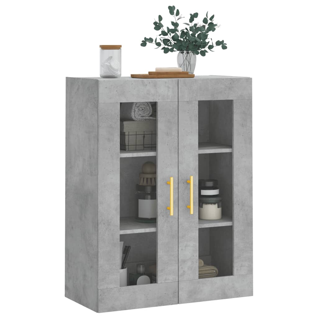 væghængt skab 69,5x34x90 cm konstrueret træ betongrå
