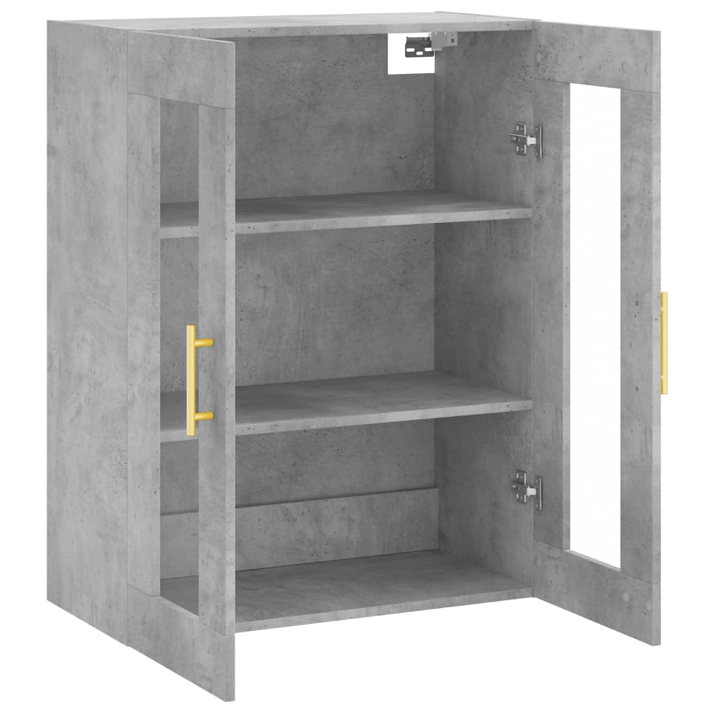væghængt skab 69,5x34x90 cm konstrueret træ betongrå