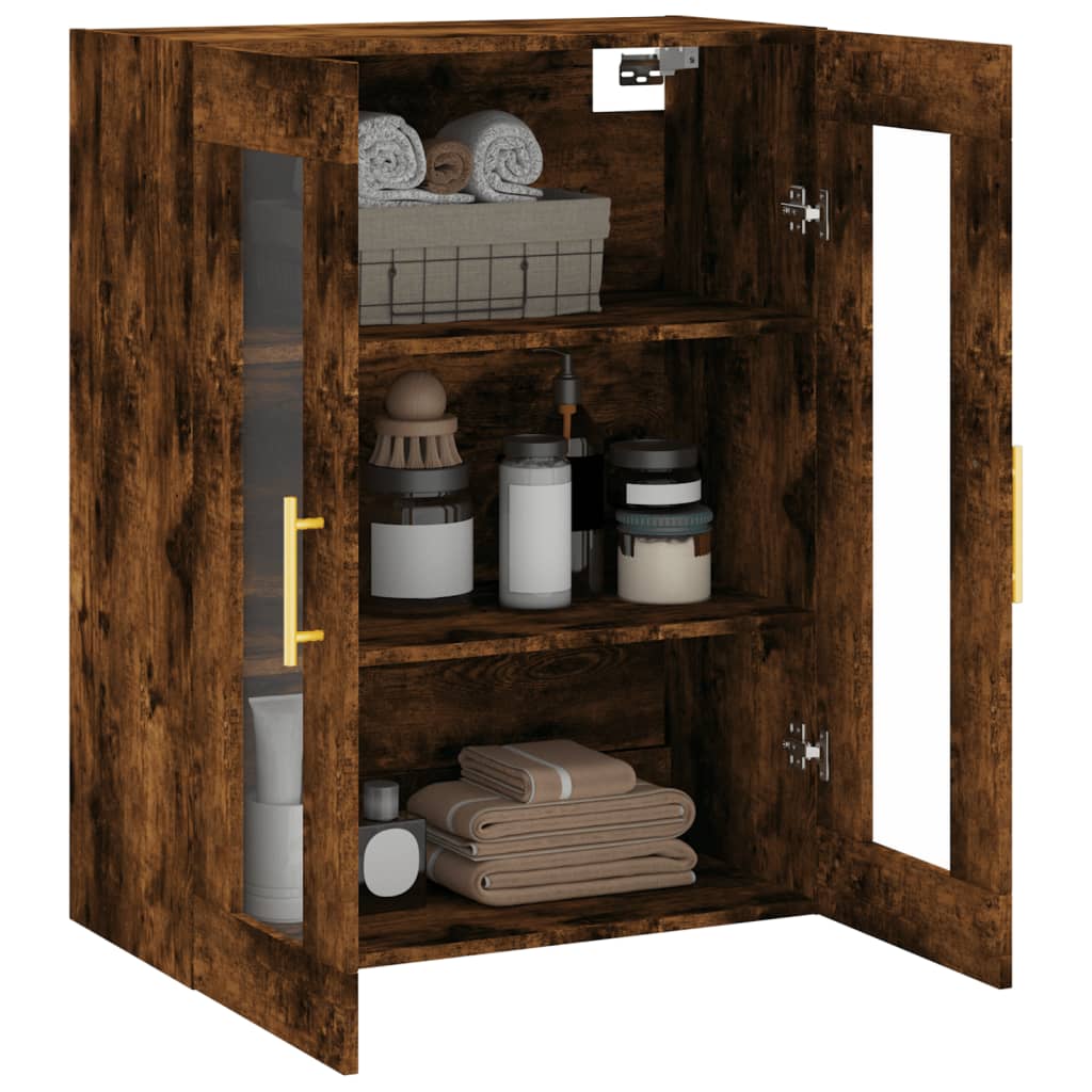væghængt skab 69,5x34x90 cm konstrueret træ røget sonoma-eg
