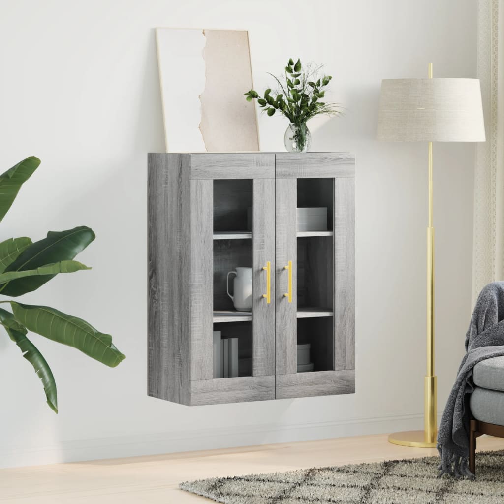 væghængt skab 69,5x34x90 cm konstrueret træ grå sonoma-eg