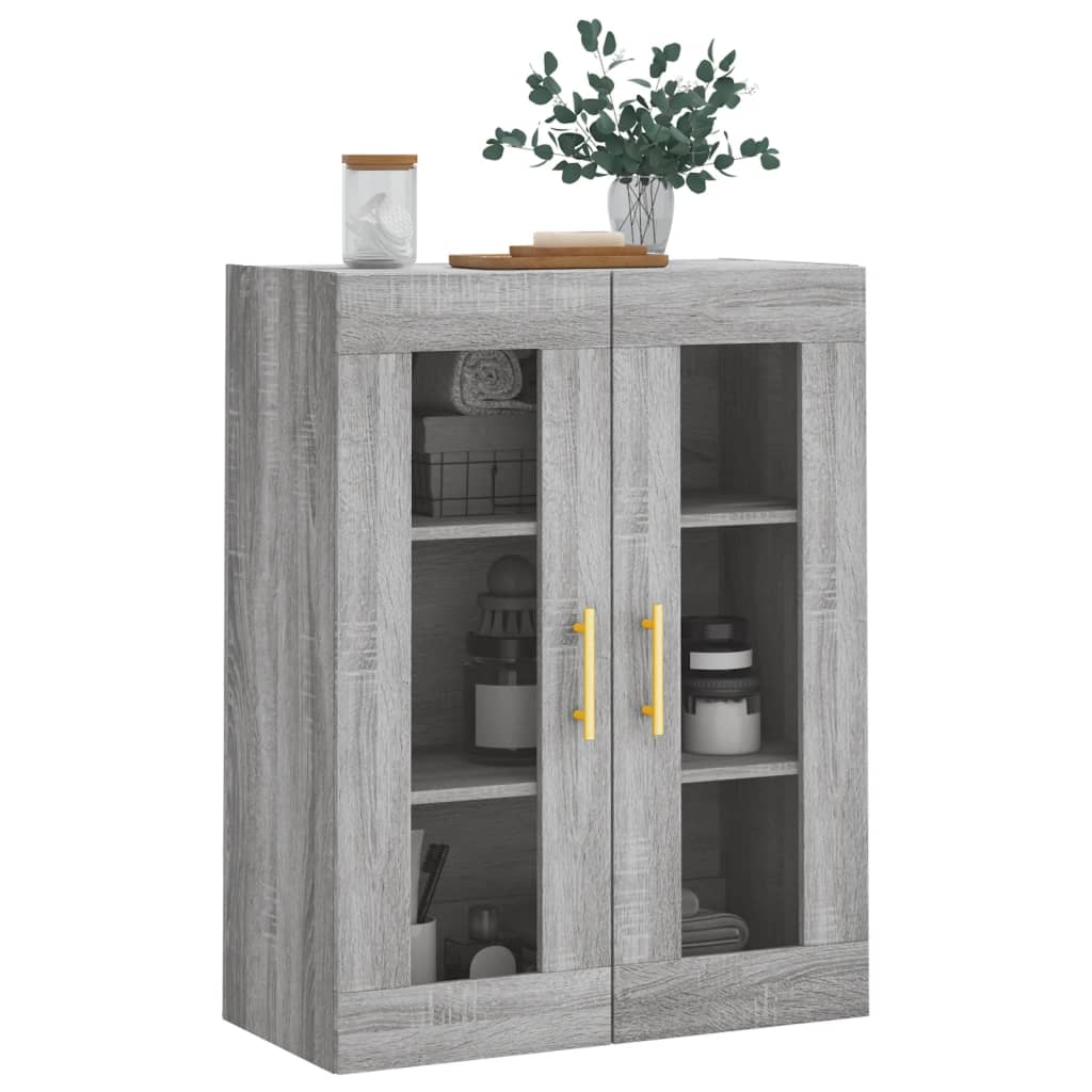 væghængt skab 69,5x34x90 cm konstrueret træ grå sonoma-eg