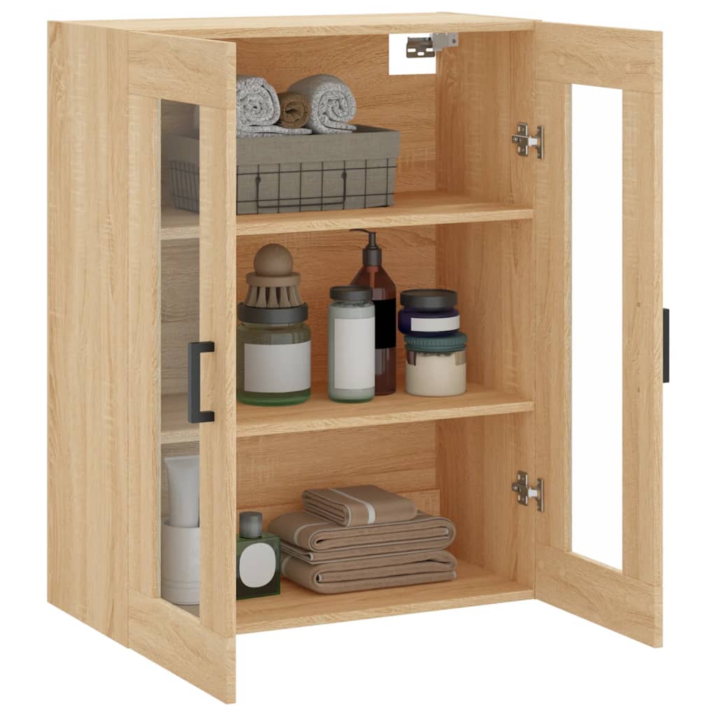 væghængt skab 69,5x34x90 cm konstrueret træ sonoma-eg