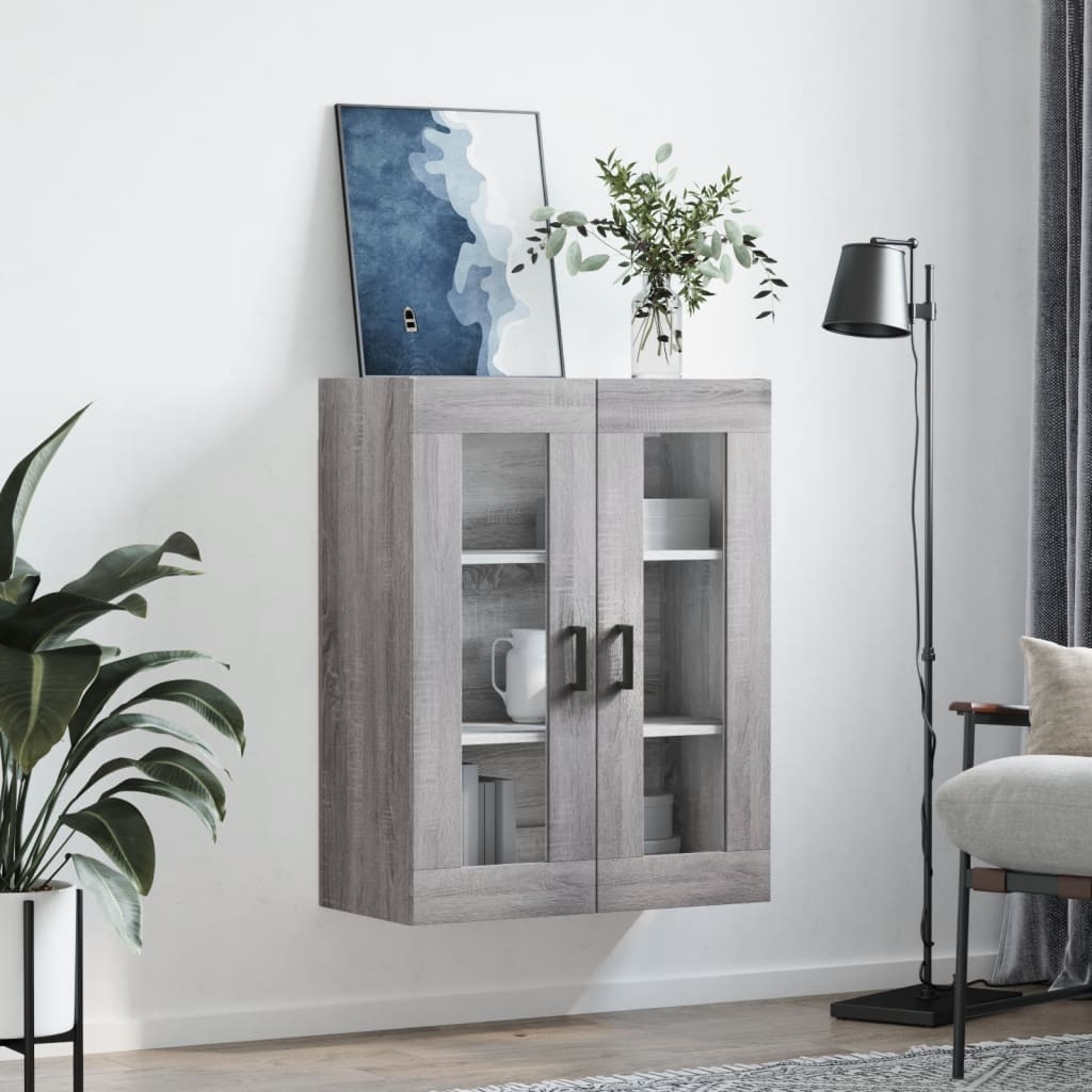 væghængt skab 69,5x34x90 cm konstrueret træ grå sonoma-eg