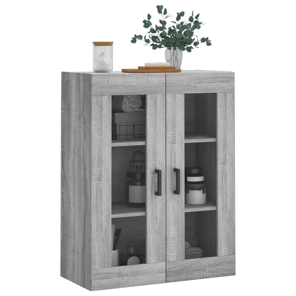 væghængt skab 69,5x34x90 cm konstrueret træ grå sonoma-eg