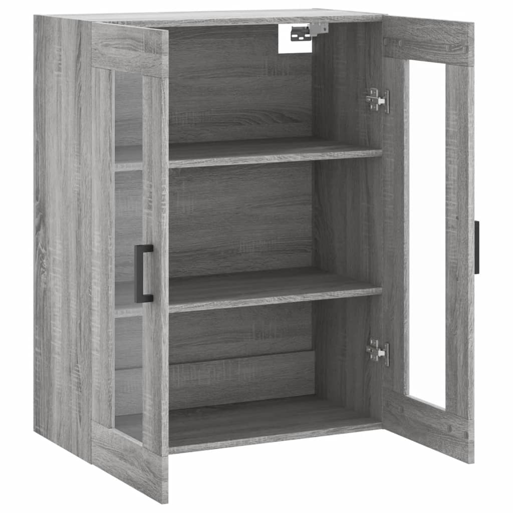 væghængt skab 69,5x34x90 cm konstrueret træ grå sonoma-eg