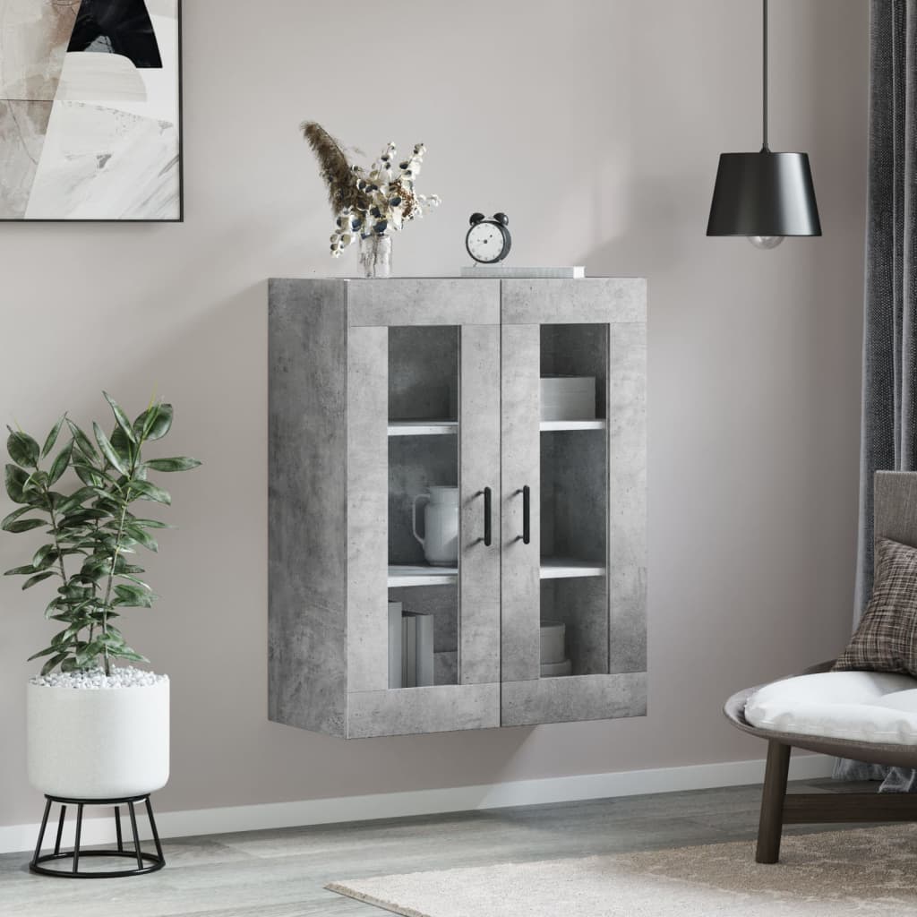 væghængt skab 69,5x34x90 cm konstrueret træ betongrå