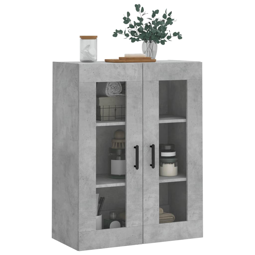 væghængt skab 69,5x34x90 cm konstrueret træ betongrå