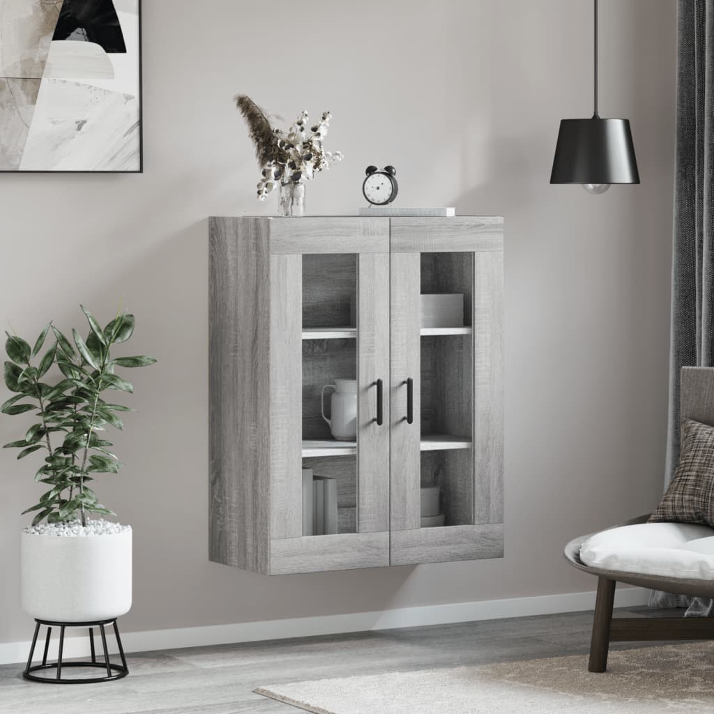 væghængt skab 69,5x34x90 cm konstrueret træ grå sonoma-eg