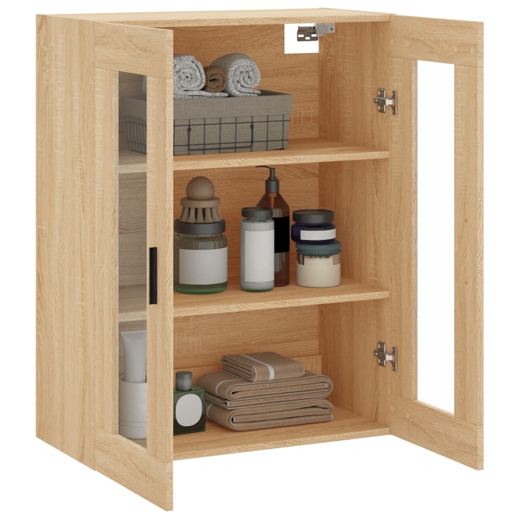 væghængt skab 69,5x34x90 cm konstrueret træ sonoma-eg
