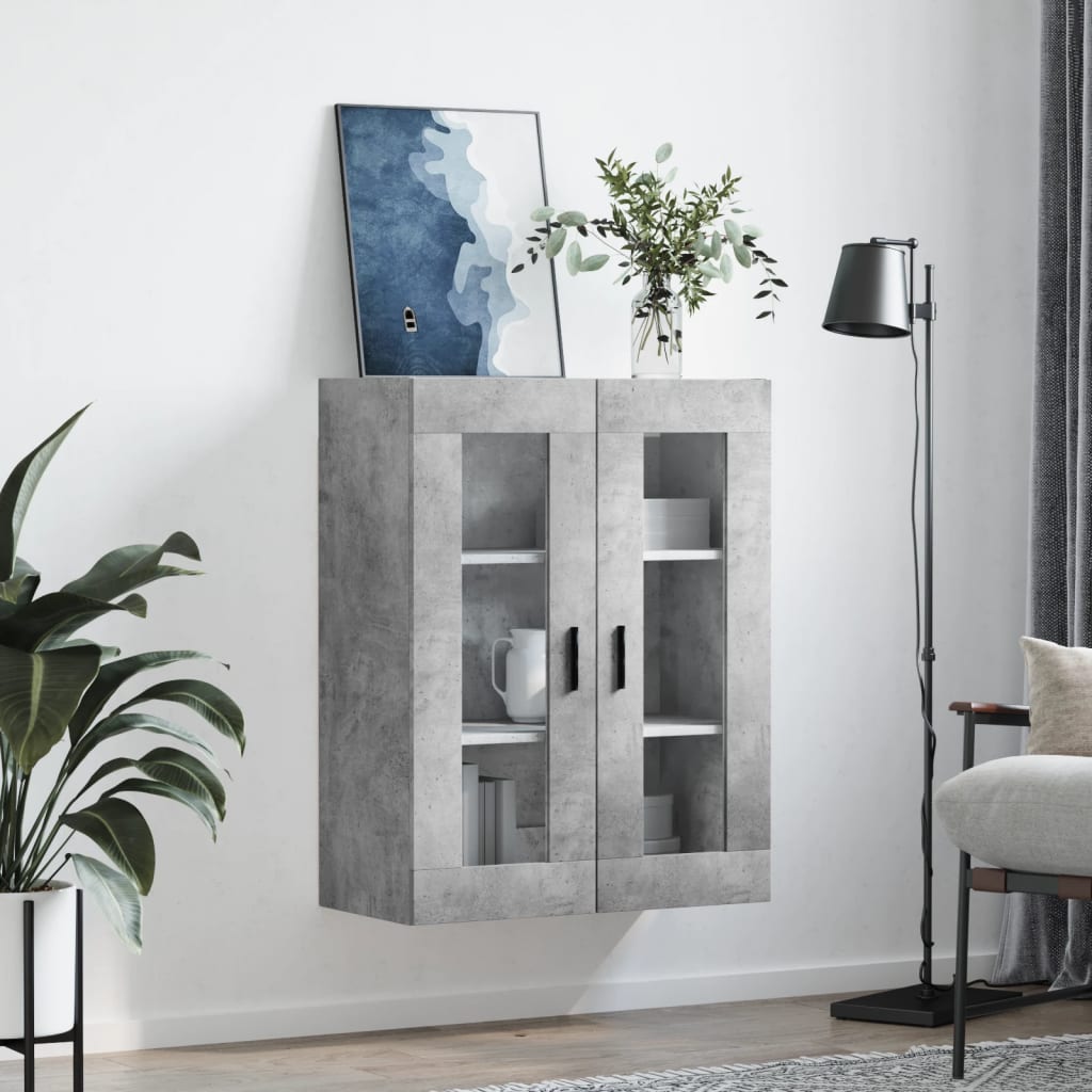 væghængt skab 69,5x34x90 cm konstrueret træ betongrå