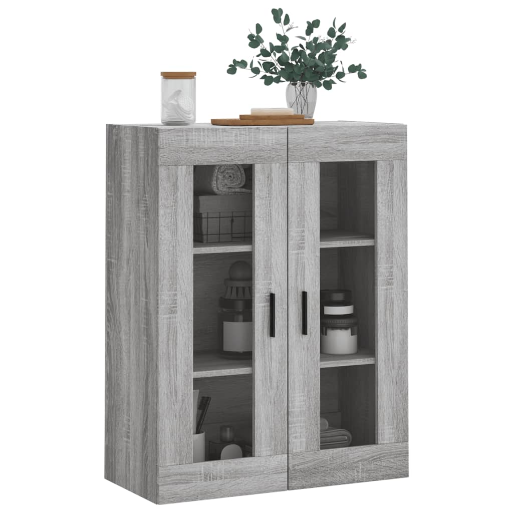 væghængt skab 69,5x34x90 cm konstrueret træ grå sonoma-eg