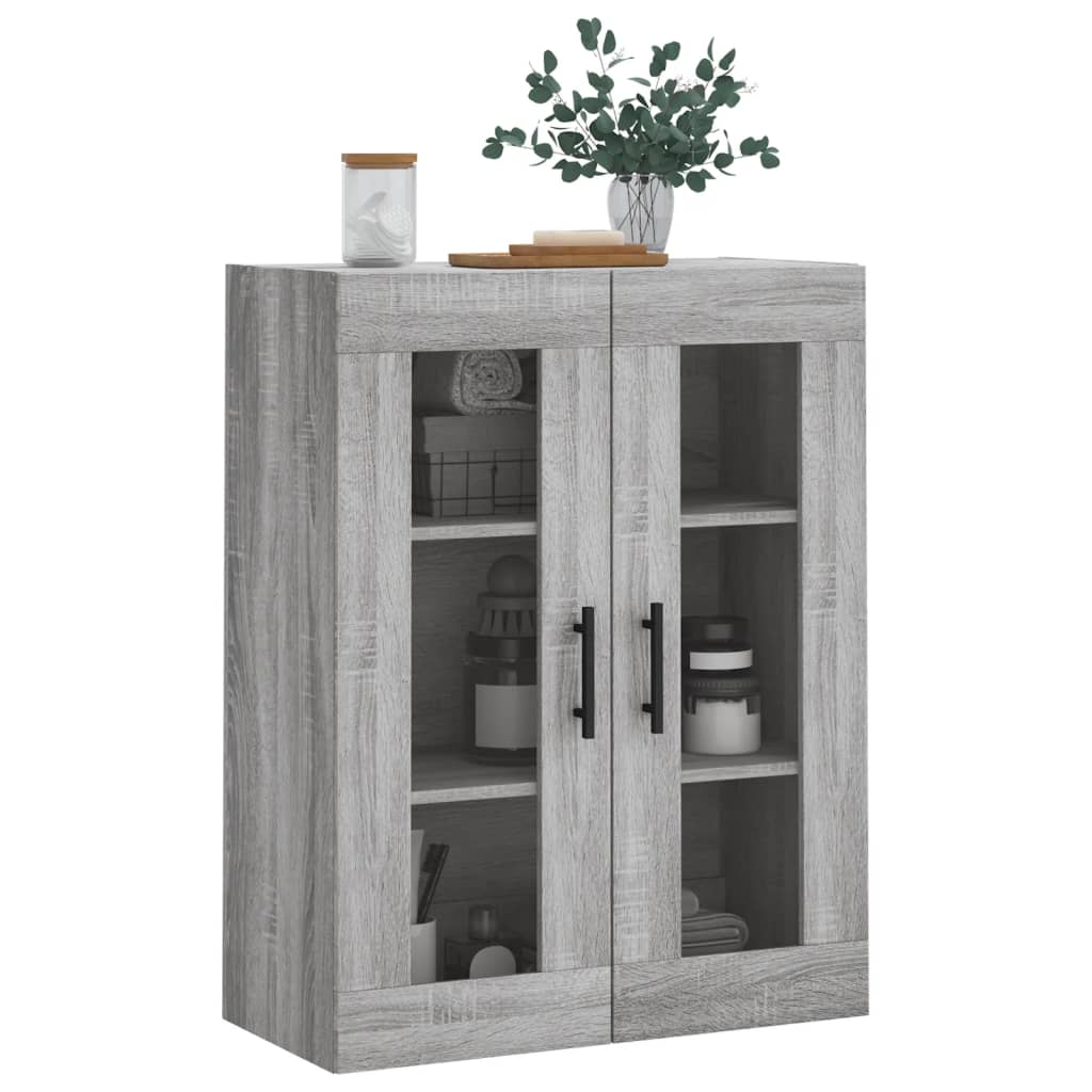 væghængt skab 69,5x34x90 cm konstrueret træ grå sonoma-eg