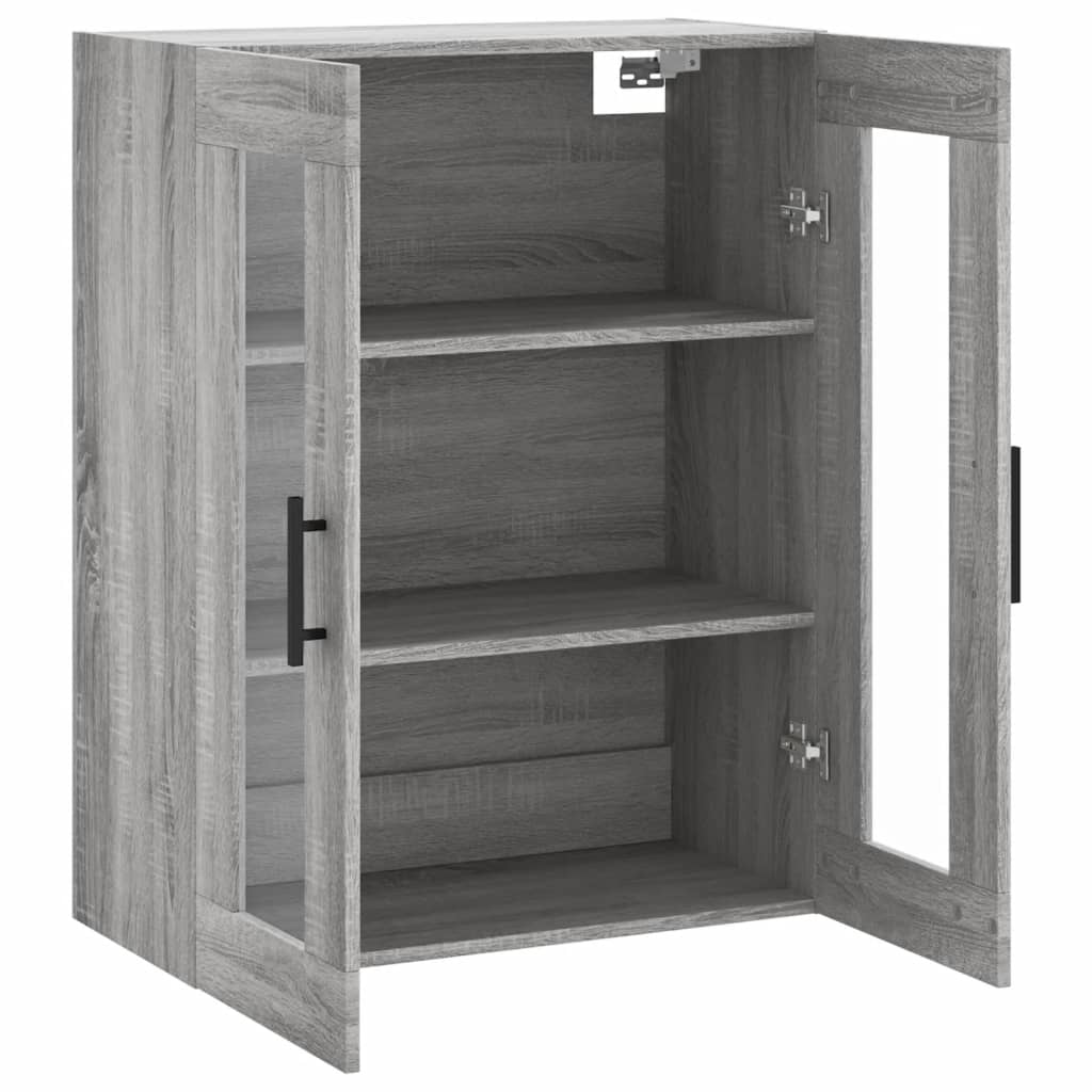 væghængt skab 69,5x34x90 cm konstrueret træ grå sonoma-eg