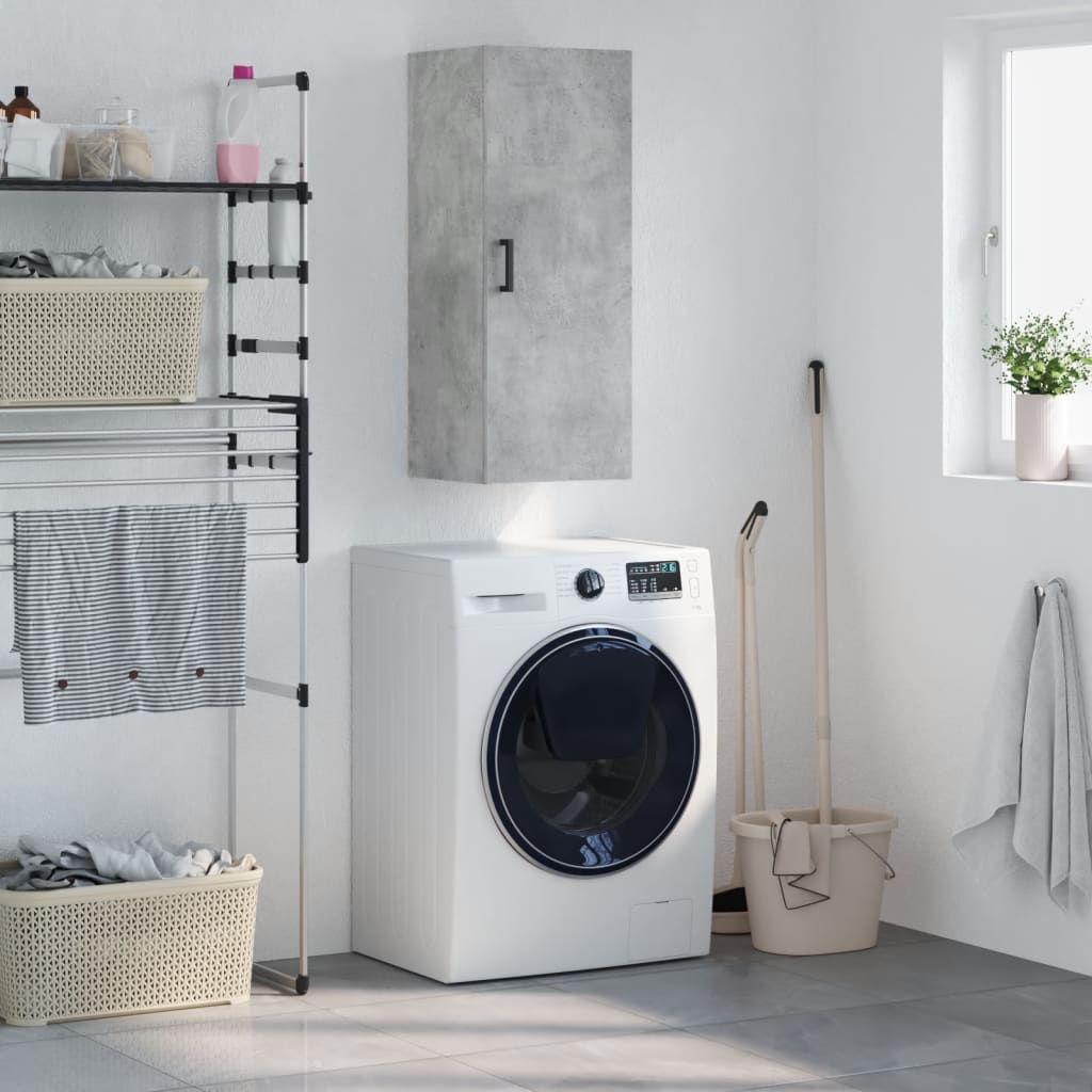 vægskab 34,5x34x90 cm konstrueret træ betongrå