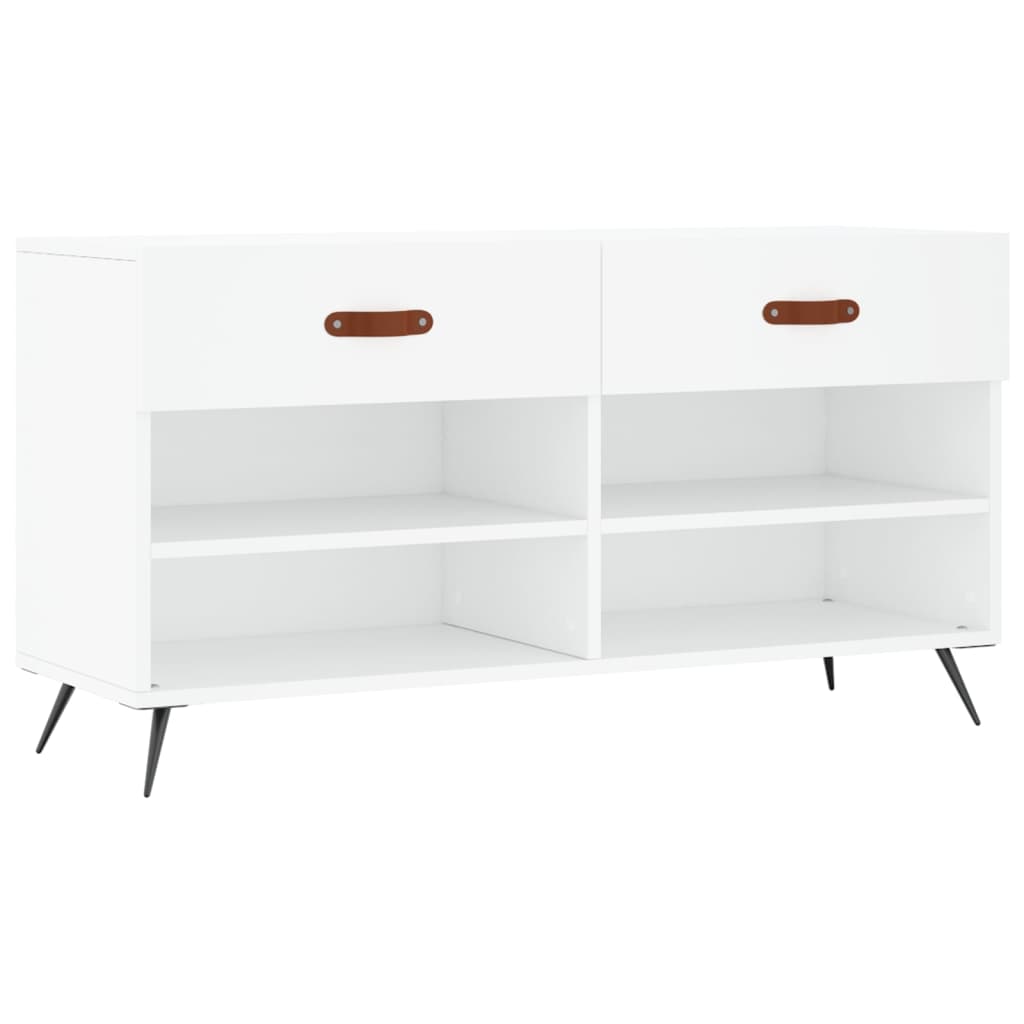 skobænk 102x35x55 cm konstrueret træ hvid