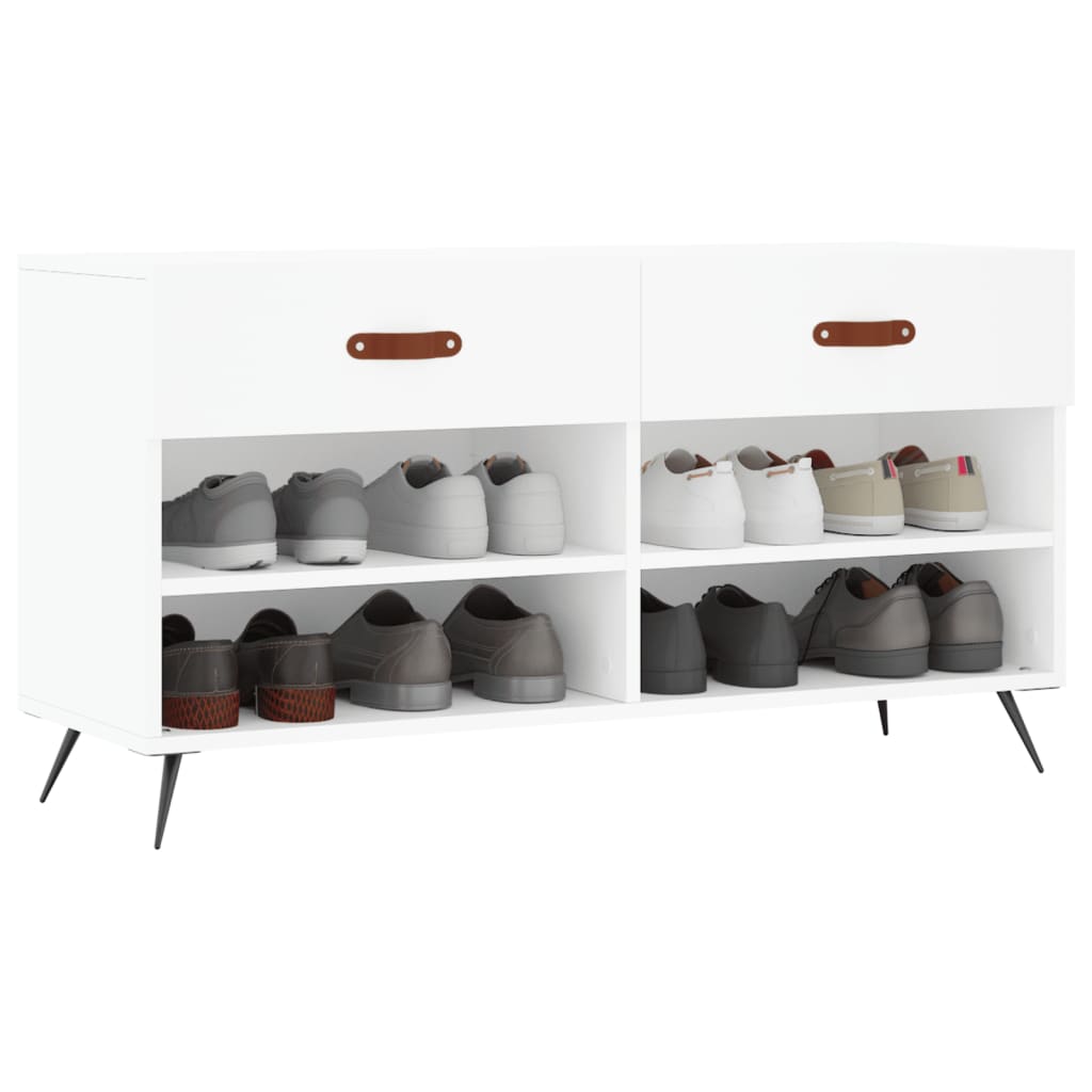 skobænk 102x35x55 cm konstrueret træ hvid