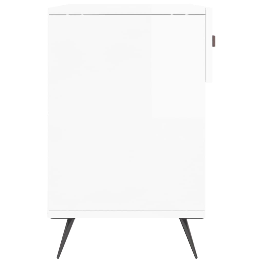 skobænk 102x35x55 cm konstrueret træ hvid højglans
