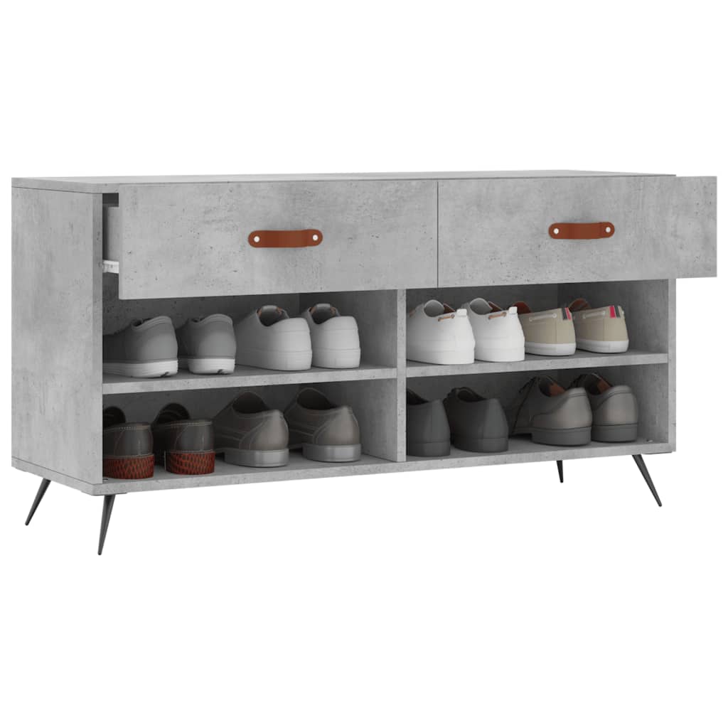 skobænk 102x35x55 cm konstrueret træ betongrå