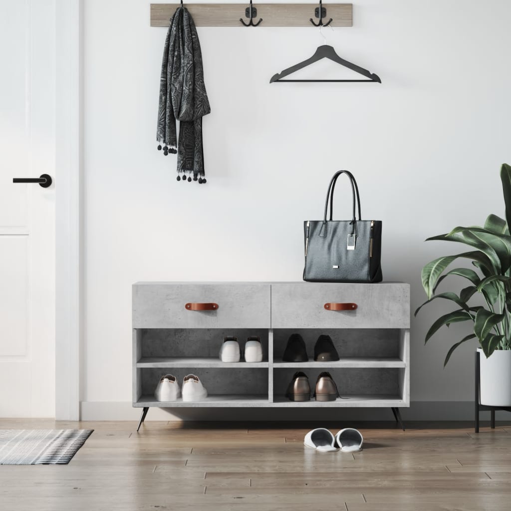 skobænk 102x35x55 cm konstrueret træ betongrå